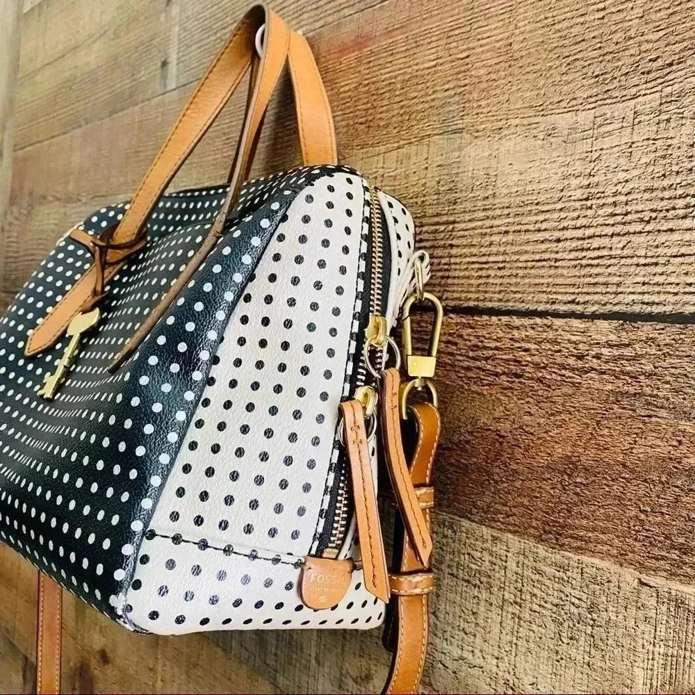 Fossil Sydney Polka Dot Satchel/Crossbody Bag